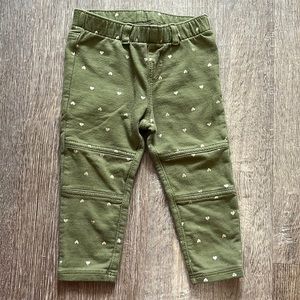 Olive green and gold heart pants